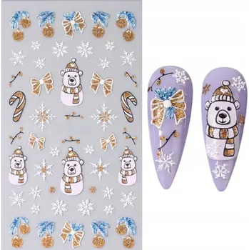 samolepka Samolepicí Samolepky na nehty, dekorativní vánoční ozdoby s Mašle a medvídkem
