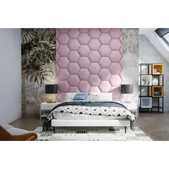 Čalouněný nástěnný panel Hexagon 30 x 26 x 3 cm levandulová