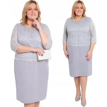 Dámské šaty Šedé šaty s krajkou 62