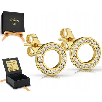 Náušnice ZLATÉ NÁUŠNICE KRUHY S CIRKONY STŘÍBRO 925