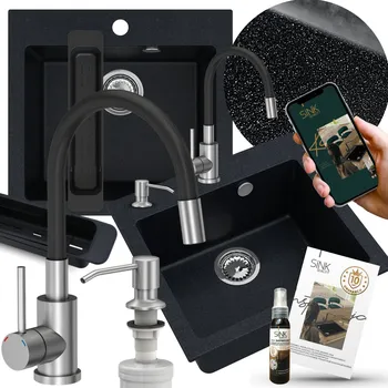 Granitový dřez Jednokomorový dřez Sink Quality FERRUM granit stříbrný