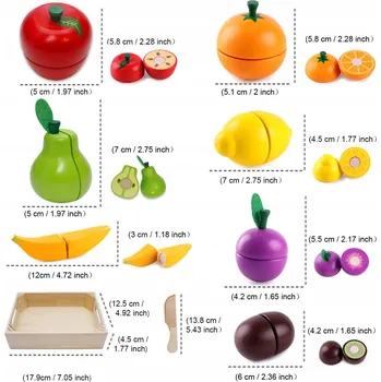 Dřevěná hračka DÁREK K VÁNOCŮM DŘEVĚNÉ OVOCE NA KRÁJENÍ A HRAČKY BAREVNÉ PRO DĚTI