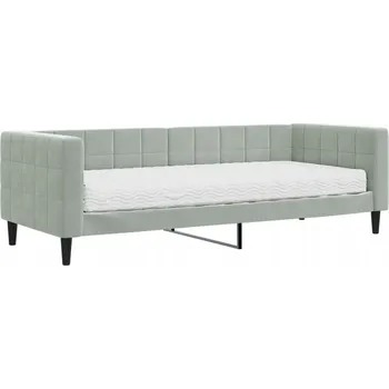 Pohovka Světle šedá rozkládací pohovka s matrací 223 x 90 x 68 cm