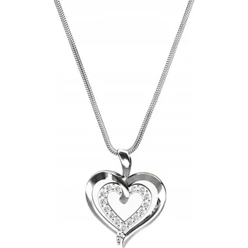 Náhrdelník Stříbrný náhrdelník 925 SRDCE řetízek hadí kůže | 60 cm