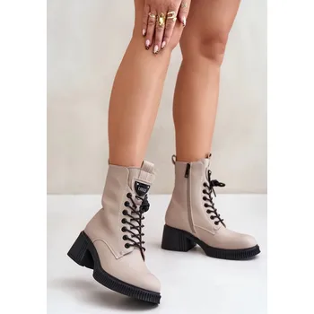 Dámská zimní obuv Zateplené Dámské Kotníkové Boty z Přírodní Kůže Vinceza Béžové Velikost: 37