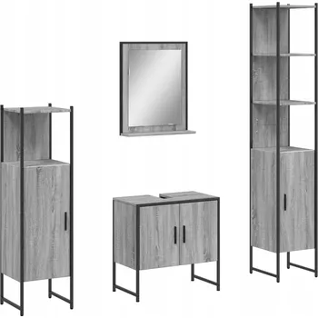 Koupelnový nábytek 4dílná sada koupelnových skříněk, šedý dub sonoma Lumarko!