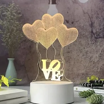 Stojací lampa Extralink Home | Noční Lampa Čtyři Srdce 3D | Optická Iluze Do Ložnice