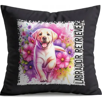 Polštář POLŠTÁŘ ČERNÝ DÁREK - PES PSIK PEJSEK PLEMENO LABRADOR RETRÍVR