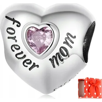 Přívěsek Přívěsek Charms FOREVER MOM stříbrné srdce SVÁTEK MATEK STŘÍBRO ryzost s925