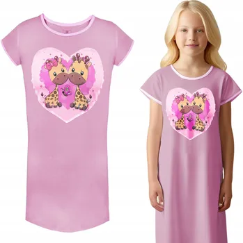 NOČNÍ KOŠILE DÍVČÍ PYŽAMO NA SPANÍ LETNÍ BAREVNÁ KRÁTKÝ RUKÁV 158