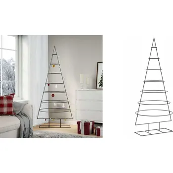 Vánoční stromek Černý, kovový vánoční stromeček, k dekoraci, 180 cm