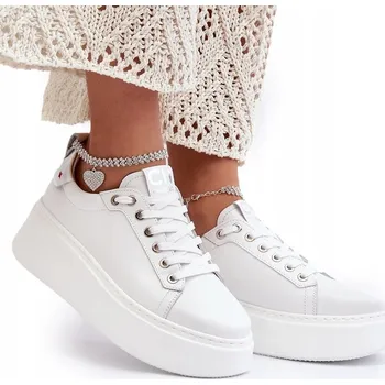 Dámské tenisky DÁMSKÉ TENISKY S KOŽENÝM NÁRAMKEM CHEBELLO 4406 BÍLÉ 40