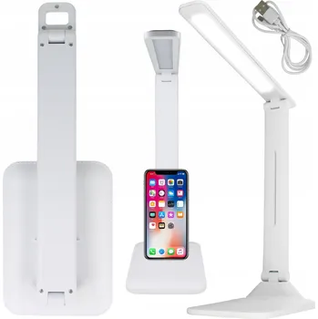 Lampička LED STOLNÍ LAMPA NA PSACÍ STŮL NOČNÍ ŠKOLNÍ DOTYKOVÁ USB STOJÁNEK NA SMARTPHONE