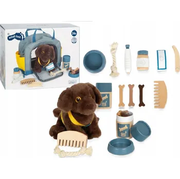 plyšák PIES PIESEK PLUSZOWY W TORBIE Z AKCESORIAMI Plyšový pejsek v tašce s doplňky pro péči o něj pro děti 2+