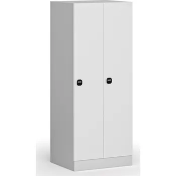 Nábytek B2B Partner Snížená šatní skříňka S1, 2 oddíly, 1500 x 600 x 500 mm, RFID zámek, laminované dveře, bílá
