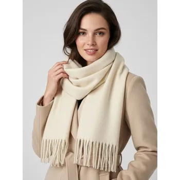 Šála Sinsay - Šál s třásněmi - krémová - 214GB-01X - 214GB-01X-ONE