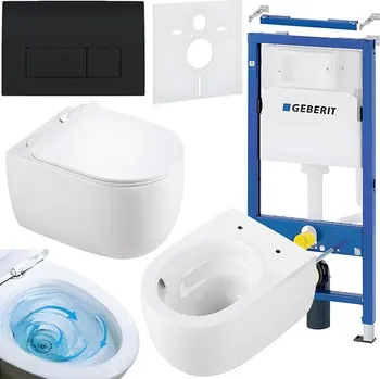 BPS-koupelny Podomítkový modul Geberit DuoFix s WC mísou LE-WH-TR-01 + ovládací tlačítko Delta 50 černá lesk