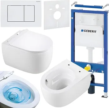 BPS-koupelny Podomítkový modul Geberit DuoFix s WC mísou LE-WH-TR-01 + ovládací tlačítko Delta 30 bílá