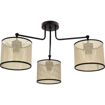 Závěsná lampa TOPI černá 3x40W E27 krémové stínítko