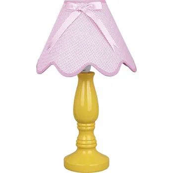 Lampička Stolní lampa Lola žlutá 1x40W E14 stínítko růžové