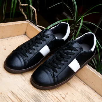 Pánská obuv Botas Baťasky 2025 Black and White - Pánské kožené tenisky / botasky černo-bílé | česká výroba ze Zlína 46 EU