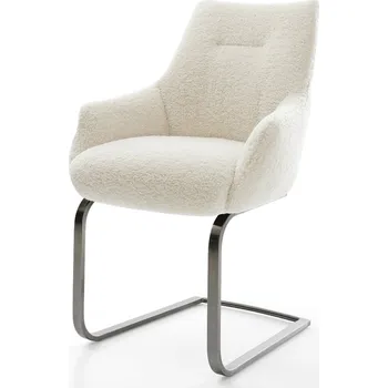 Jídelní židle DELIFE Jídelní židle Alja-Flex s područkami plyšový manšestr béžová jídelní židle plochá grafit taštičkové pružiny