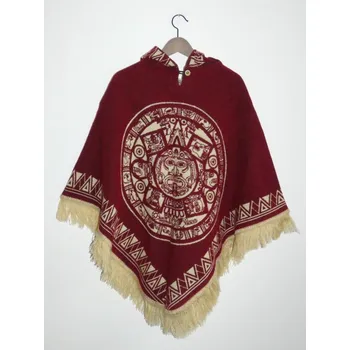 Dámské pončo Pončo I (lamí vlna, Ekvádor, červené)