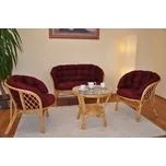 Axin Trading s.r.o. Ratanová sedací souprava Bahama velká medová polstr vínový MAXI