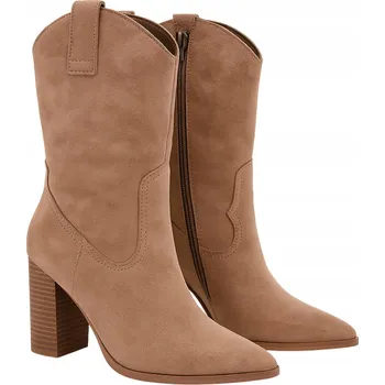 Dámská zimní obuv Dámské Kovbojské Boty semišové kotníkové boty béžové ZY1195 - 41
