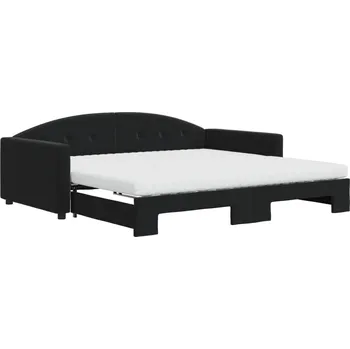 Pohovka Černá rozkládací pohovka 2v1 s matrací 222x110x75 cm