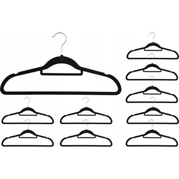 Věšák Věšák na oblečení Gockowiak černý, sametový, závěsný, 10 ks