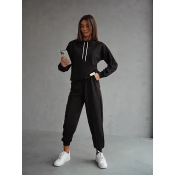 Dámská mikina Pánské bavlněné pyžamo Emerald – mikina a tepláky, odstíny černé S (36) i392_24914-46