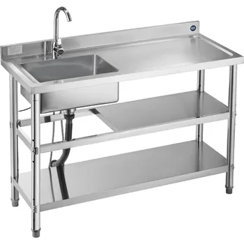 Vevor Nerezový volně stojící jednokomorový dřez s baterií 1200×500×940 mm