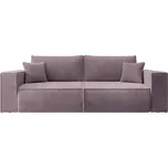 Rozkládací třímístná pohovka Farese s úložným prostorem, růžový manšestr