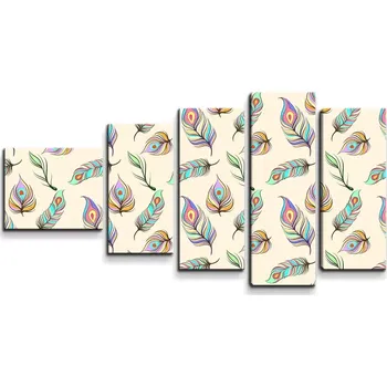 Obraz Sablio Obraz - 5-dílný Paví peříčka - 100x60 cm