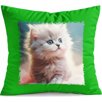 Polštář POLŠTÁŘ ZELENÝ DÁREK – ZVÍŘATA KOČKA KOTĚ SLADKÝ