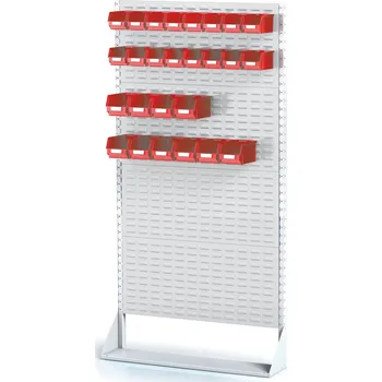 Dílenský regál Alfa 3 Perforovaný stojan s panely na boxy, 4 patra, základní pole