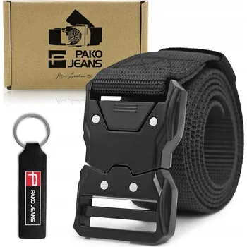Opasek Pevný pánský PÁSEK plátěný s masivní sponou 125 cm ČERNÝ Krabička