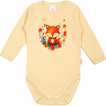 Kojenecký body Body NÁPIS s potiskem Podzimní Liška Béžová Organická GOTS velikost 92 KLEKLE