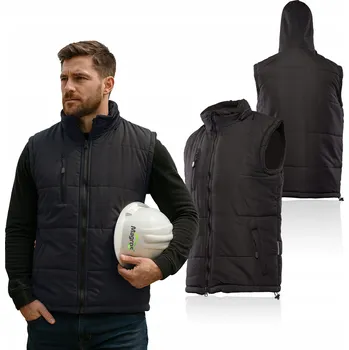 Pánská vesta Zateplená pánská pracovní vesta zimní teplá bez rukávů s kapucí vel. XL