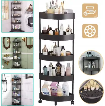 Koupelnový nábytek 5 POLICOVÝ ROHOVÝ REGÁL DO KOUPELNY POD SPRCHU STOJÍCÍ ORGANIZÉR