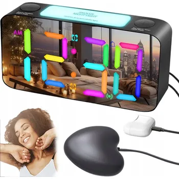 Budík BUDÍK SRDCE VIBRACE ZRCÁTKO 7 BAREV USB-C