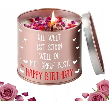 Svíčka Sójová vonná svíčka s vůní růže v kovové dóze - ideální jako dárek