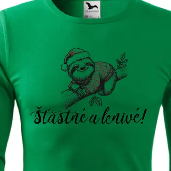 Pánské tričko Triko s dlouhým rukávem Vánoce | Tričko s dlouhým rukávem Šťastné a lenivé