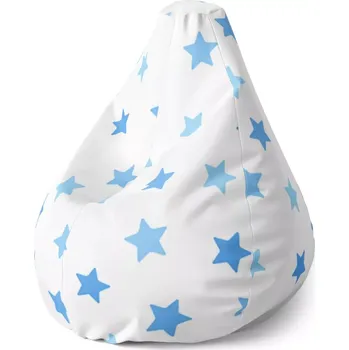Sedací pytel Sablio Sedací vak Pear Modré hvězdy na bílé - 140 x 100 x 25 cm