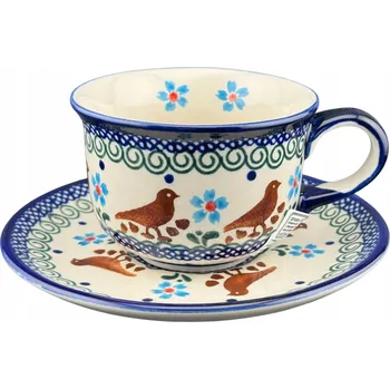 Šálek s podšálkem 160 ml Ptáček dek. 29 Ceramika Bolesławiec