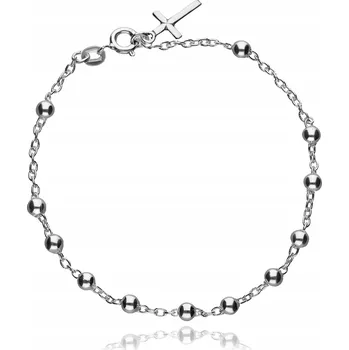 Náramek STŘÍBRNÝ NÁRAMEK S KULIČKAMI RŮŽENEC KŘÍŽEK 20cm