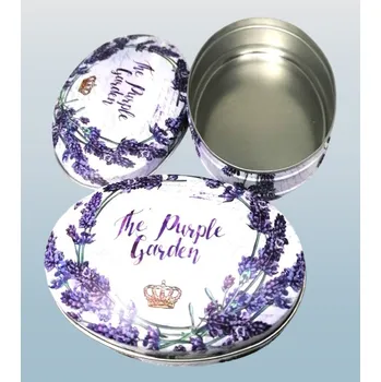 Dárková krabička Plechová krabička levandule 8,5 x 6 cm