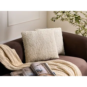 Dekorativní polštářek Sada 2 dekorativních polštářů bavlna 45 x 45 cm jednobarevný bez vzoru čtvercový obývací pokoj ložnice Beliani