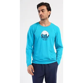 Pánské pyžamo Pánské pyžamo dlouhé Sleep tyrkysová XXL